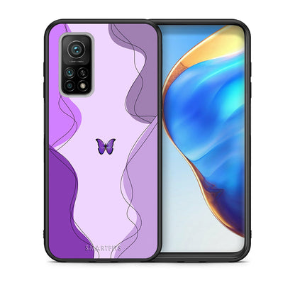 Θήκη Αγίου Βαλεντίνου Xiaomi Mi 10T / 10T Pro Purple Mariposa από τη Smartfits με σχέδιο στο πίσω μέρος και μαύρο περίβλημα | Xiaomi Mi 10T / 10T Pro Purple Mariposa case with colorful back and black bezels