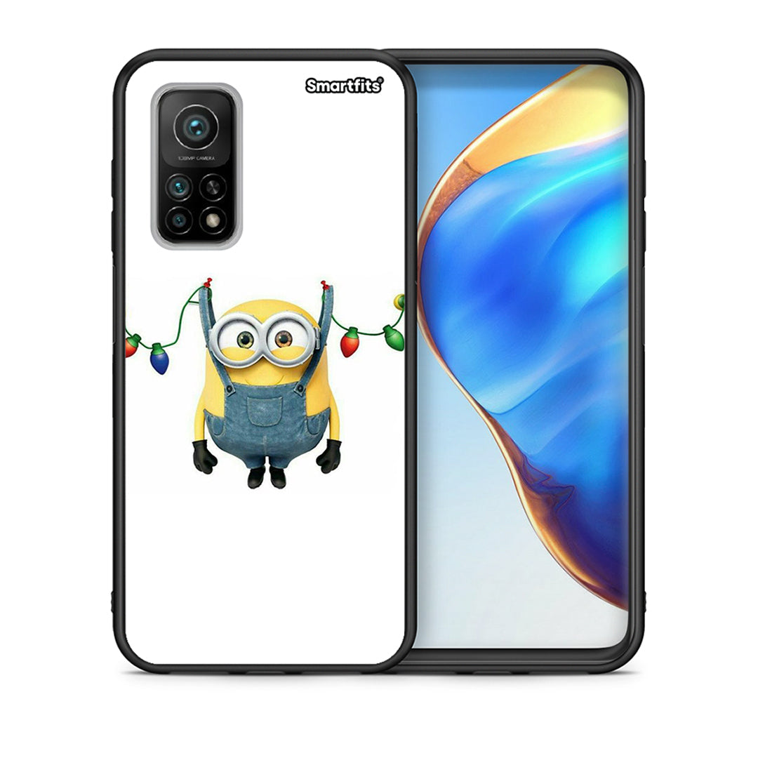 Θήκη Xiaomi Mi 10T/10T Pro Xmas Minion Lights από τη Smartfits με σχέδιο στο πίσω μέρος και μαύρο περίβλημα | Xiaomi Mi 10T/10T Pro Xmas Minion Lights case with colorful back and black bezels