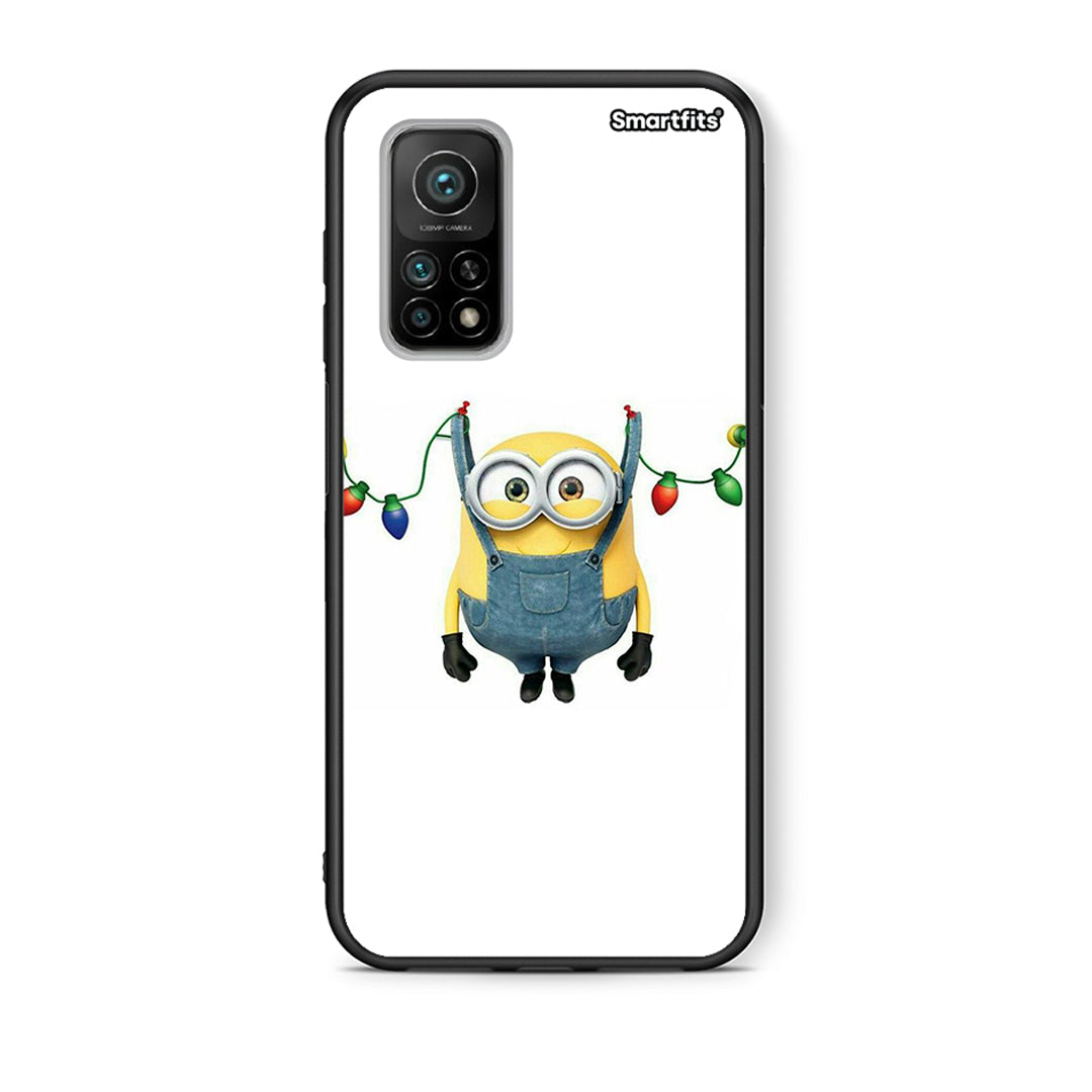 Θήκη Xiaomi Mi 10T/10T Pro Xmas Minion Lights από τη Smartfits με σχέδιο στο πίσω μέρος και μαύρο περίβλημα | Xiaomi Mi 10T/10T Pro Xmas Minion Lights case with colorful back and black bezels