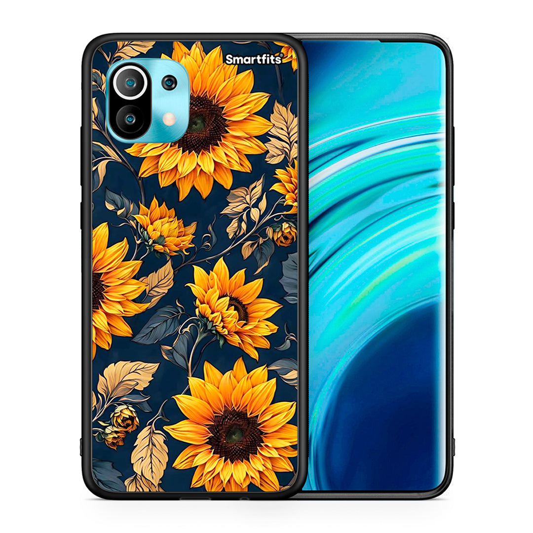Θήκη Xiaomi Mi 11 Autumn Sunflowers από τη Smartfits με σχέδιο στο πίσω μέρος και μαύρο περίβλημα | Xiaomi Mi 11 Autumn Sunflowers case with colorful back and black bezels