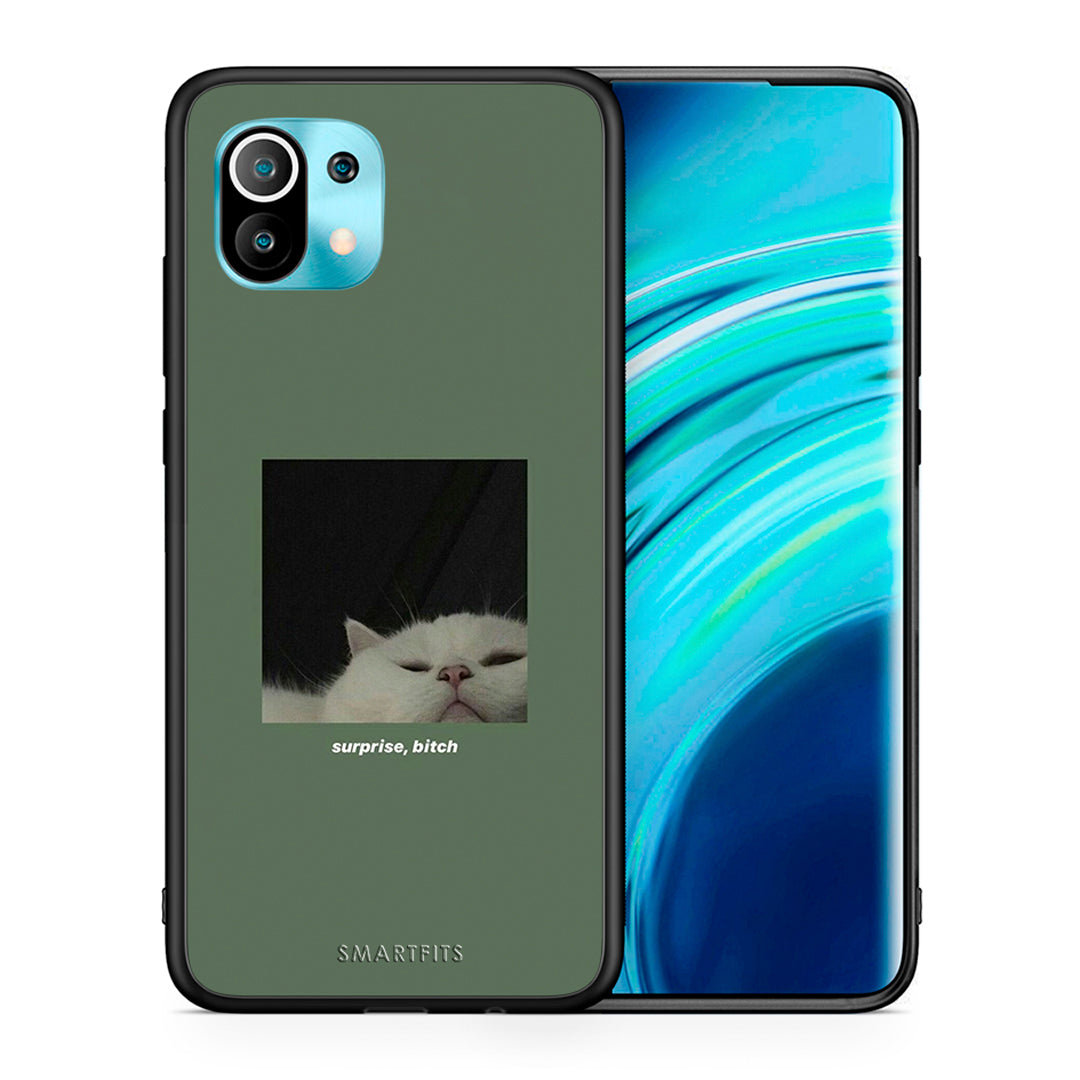 Θήκη Xiaomi Mi 11 Bitch Surprise από τη Smartfits με σχέδιο στο πίσω μέρος και μαύρο περίβλημα | Xiaomi Mi 11 Bitch Surprise case with colorful back and black bezels