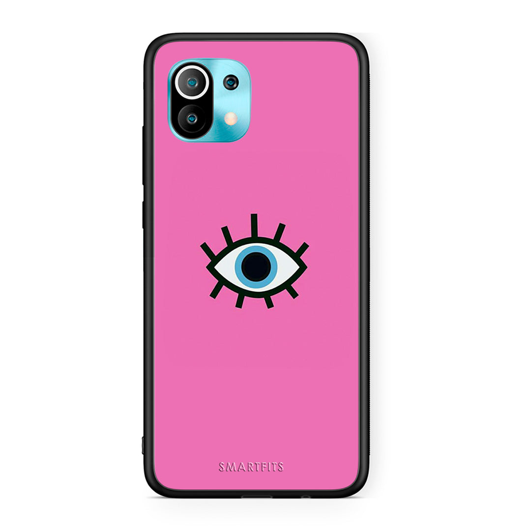 Xiaomi Mi 11 Blue Eye Pink θήκη από τη Smartfits με σχέδιο στο πίσω μέρος και μαύρο περίβλημα | Smartphone case with colorful back and black bezels by Smartfits