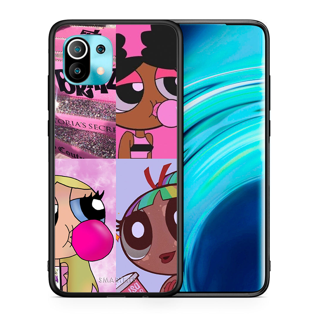 Θήκη Αγίου Βαλεντίνου Xiaomi Mi 11 Bubble Girls από τη Smartfits με σχέδιο στο πίσω μέρος και μαύρο περίβλημα | Xiaomi Mi 11 Bubble Girls case with colorful back and black bezels