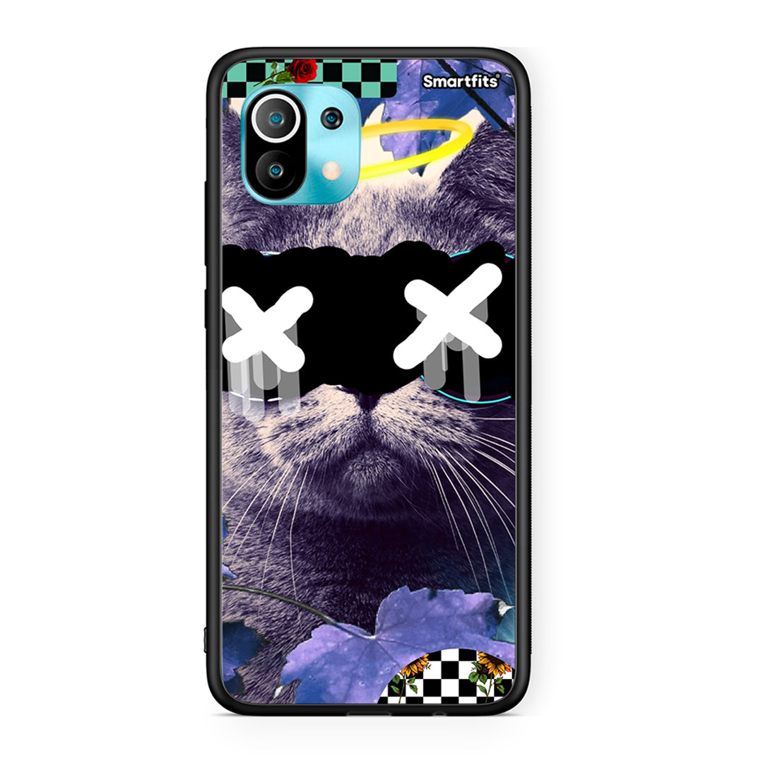 Xiaomi Mi 11 Cat Collage θήκη από τη Smartfits με σχέδιο στο πίσω μέρος και μαύρο περίβλημα | Smartphone case with colorful back and black bezels by Smartfits