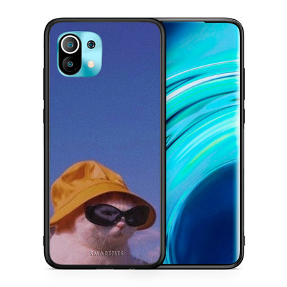 Θήκη Xiaomi Mi 11 Cat Diva από τη Smartfits με σχέδιο στο πίσω μέρος και μαύρο περίβλημα | Xiaomi Mi 11 Cat Diva case with colorful back and black bezels