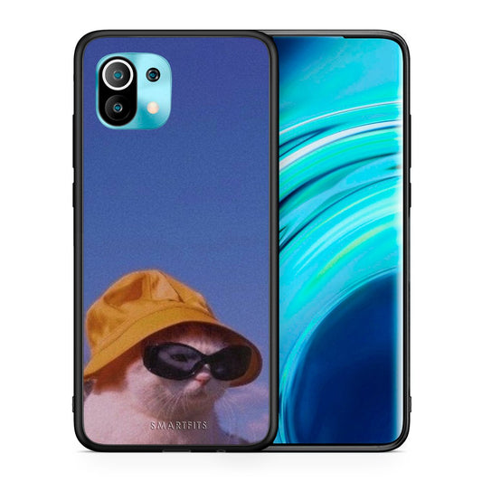 Θήκη Xiaomi Mi 11 Cat Diva από τη Smartfits με σχέδιο στο πίσω μέρος και μαύρο περίβλημα | Xiaomi Mi 11 Cat Diva case with colorful back and black bezels