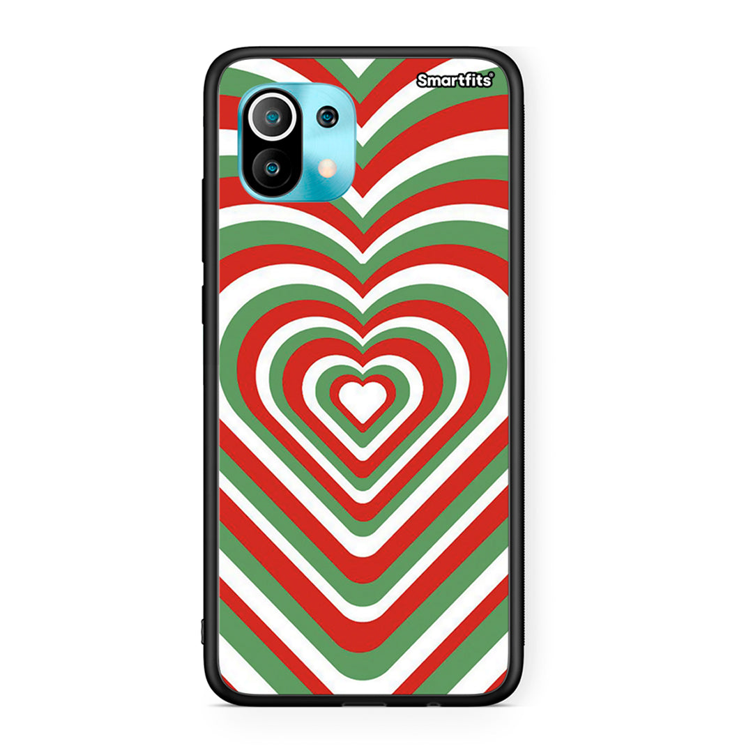 Xiaomi Mi 11 Christmas Hearts θήκη από τη Smartfits με σχέδιο στο πίσω μέρος και μαύρο περίβλημα | Smartphone case with colorful back and black bezels by Smartfits