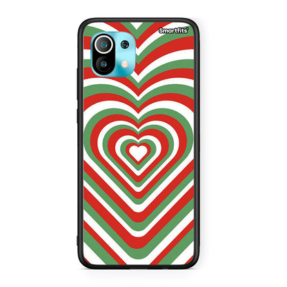 Xiaomi Mi 11 Christmas Hearts θήκη από τη Smartfits με σχέδιο στο πίσω μέρος και μαύρο περίβλημα | Smartphone case with colorful back and black bezels by Smartfits