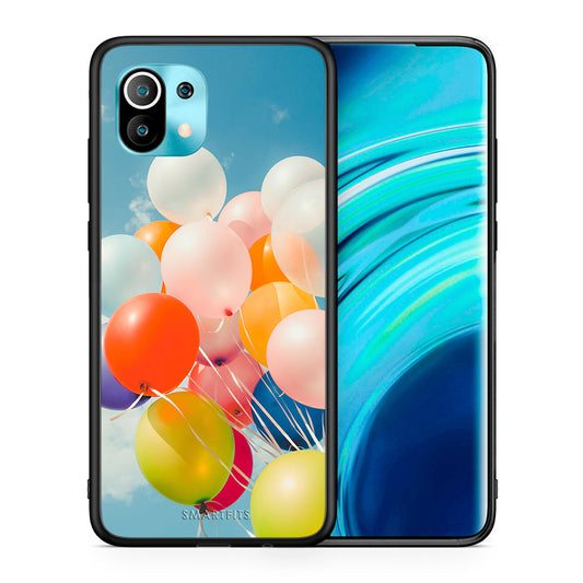 Θήκη Xiaomi Mi 11 Colorful Balloons από τη Smartfits με σχέδιο στο πίσω μέρος και μαύρο περίβλημα | Xiaomi Mi 11 Colorful Balloons case with colorful back and black bezels