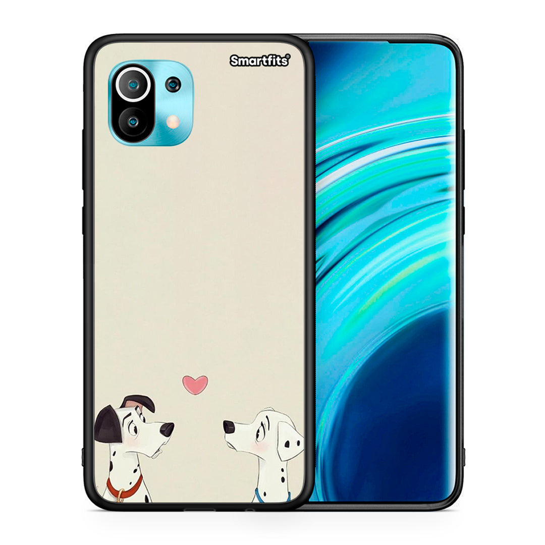 Θήκη Xiaomi Mi 11 Dalmatians Love από τη Smartfits με σχέδιο στο πίσω μέρος και μαύρο περίβλημα | Xiaomi Mi 11 Dalmatians Love case with colorful back and black bezels