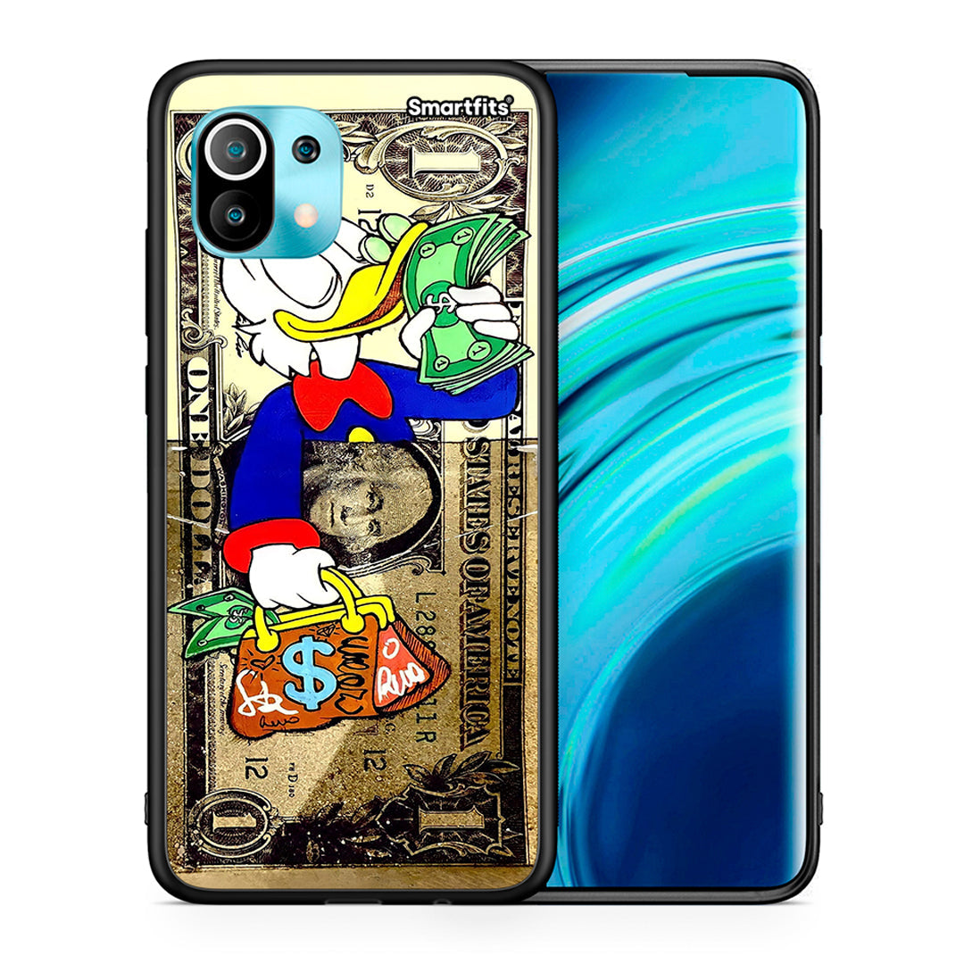 Θήκη Xiaomi Mi 11 Duck Money από τη Smartfits με σχέδιο στο πίσω μέρος και μαύρο περίβλημα | Xiaomi Mi 11 Duck Money case with colorful back and black bezels