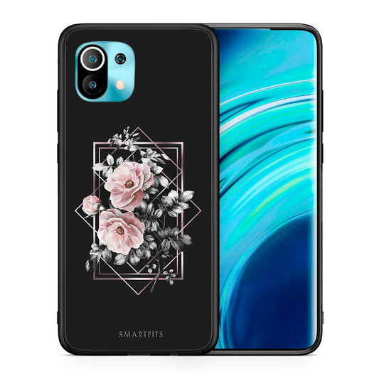 Θήκη Xiaomi Mi 11 Frame Flower από τη Smartfits με σχέδιο στο πίσω μέρος και μαύρο περίβλημα | Xiaomi Mi 11 Frame Flower case with colorful back and black bezels