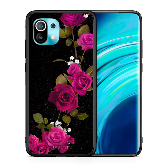 Θήκη Xiaomi Mi 11 Red Roses Flower από τη Smartfits με σχέδιο στο πίσω μέρος και μαύρο περίβλημα | Xiaomi Mi 11 Red Roses Flower case with colorful back and black bezels
