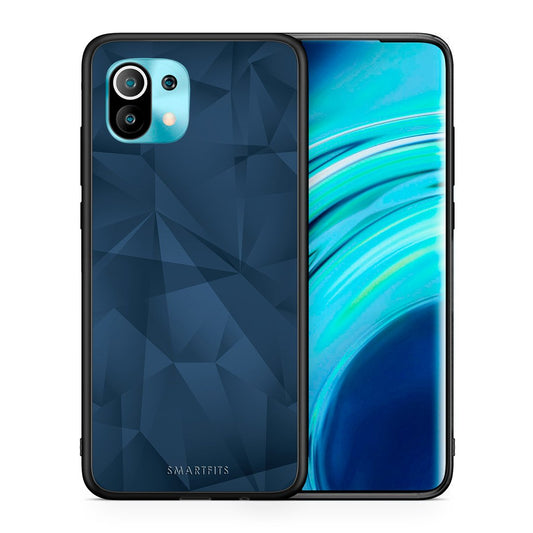 Θήκη Xiaomi Mi 11 Blue Abstract Geometric από τη Smartfits με σχέδιο στο πίσω μέρος και μαύρο περίβλημα | Xiaomi Mi 11 Blue Abstract Geometric case with colorful back and black bezels