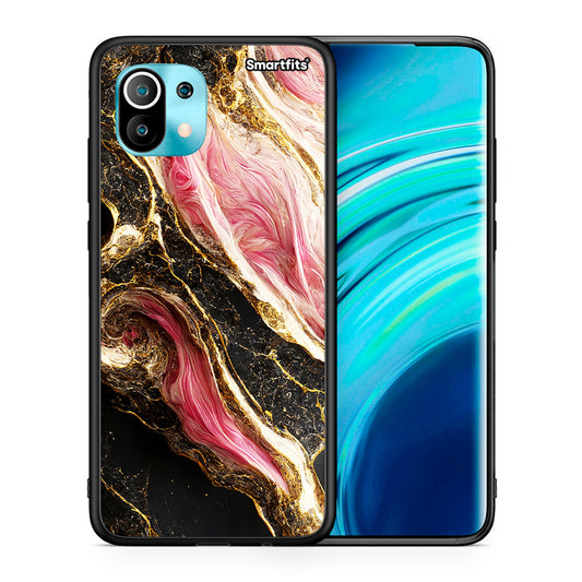 Θήκη Xiaomi Mi 11 Glamorous Pink Marble από τη Smartfits με σχέδιο στο πίσω μέρος και μαύρο περίβλημα | Xiaomi Mi 11 Glamorous Pink Marble case with colorful back and black bezels