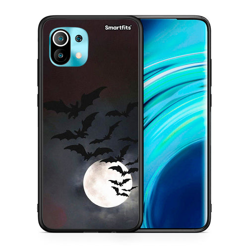 Θήκη Xiaomi Mi 11 Halloween Bat Night από τη Smartfits με σχέδιο στο πίσω μέρος και μαύρο περίβλημα | Xiaomi Mi 11 Halloween Bat Night case with colorful back and black bezels