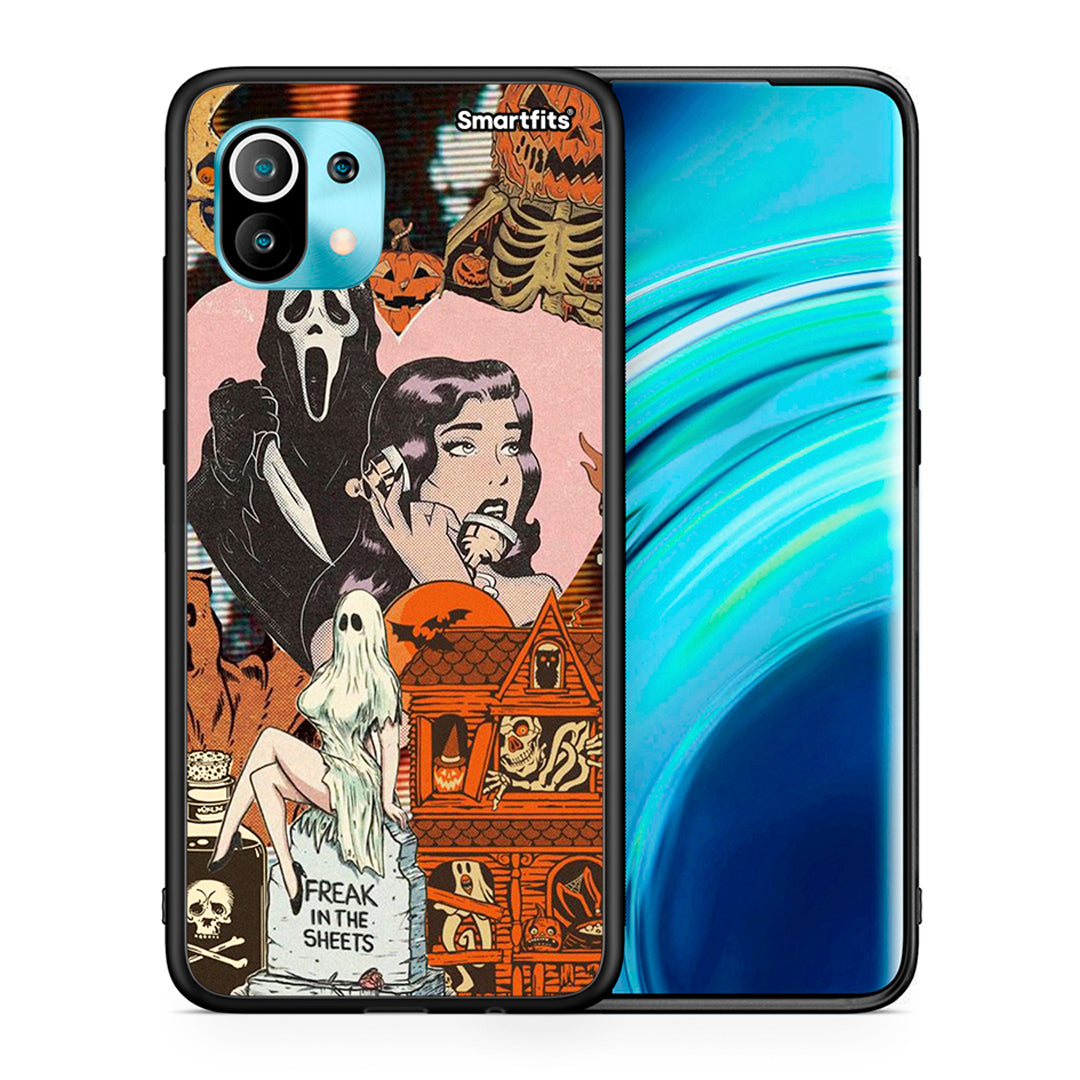 Θήκη Xiaomi Mi 11 Halloween Collage από τη Smartfits με σχέδιο στο πίσω μέρος και μαύρο περίβλημα | Xiaomi Mi 11 Halloween Collage case with colorful back and black bezels