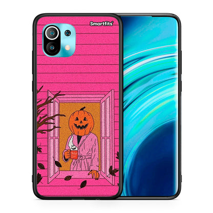 Θήκη Xiaomi Mi 11 Halloween Pumpkin Lady από τη Smartfits με σχέδιο στο πίσω μέρος και μαύρο περίβλημα | Xiaomi Mi 11 Halloween Pumpkin Lady case with colorful back and black bezels