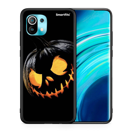 Θήκη Xiaomi Mi 11 Halloween Scary Pumpkin από τη Smartfits με σχέδιο στο πίσω μέρος και μαύρο περίβλημα | Xiaomi Mi 11 Halloween Scary Pumpkin case with colorful back and black bezels