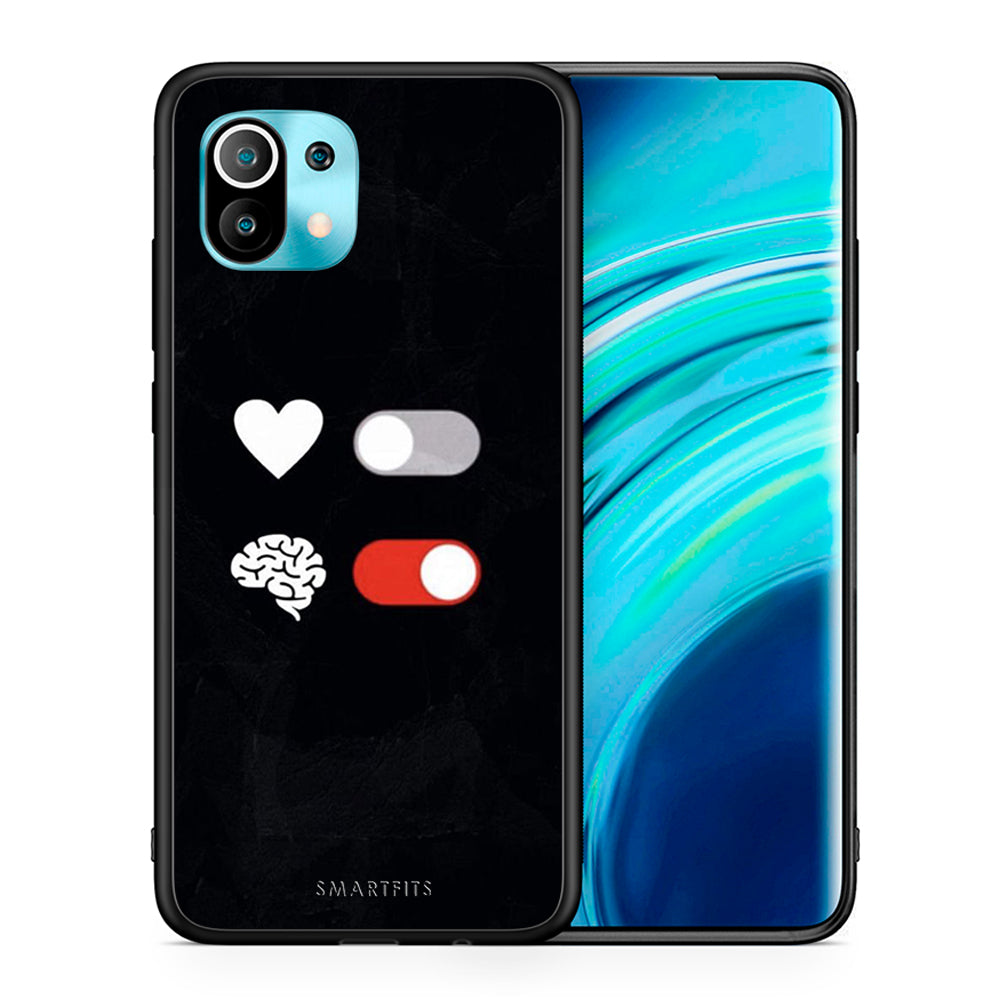 Θήκη Αγίου Βαλεντίνου Xiaomi Mi 11 Heart Vs Brain από τη Smartfits με σχέδιο στο πίσω μέρος και μαύρο περίβλημα | Xiaomi Mi 11 Heart Vs Brain case with colorful back and black bezels