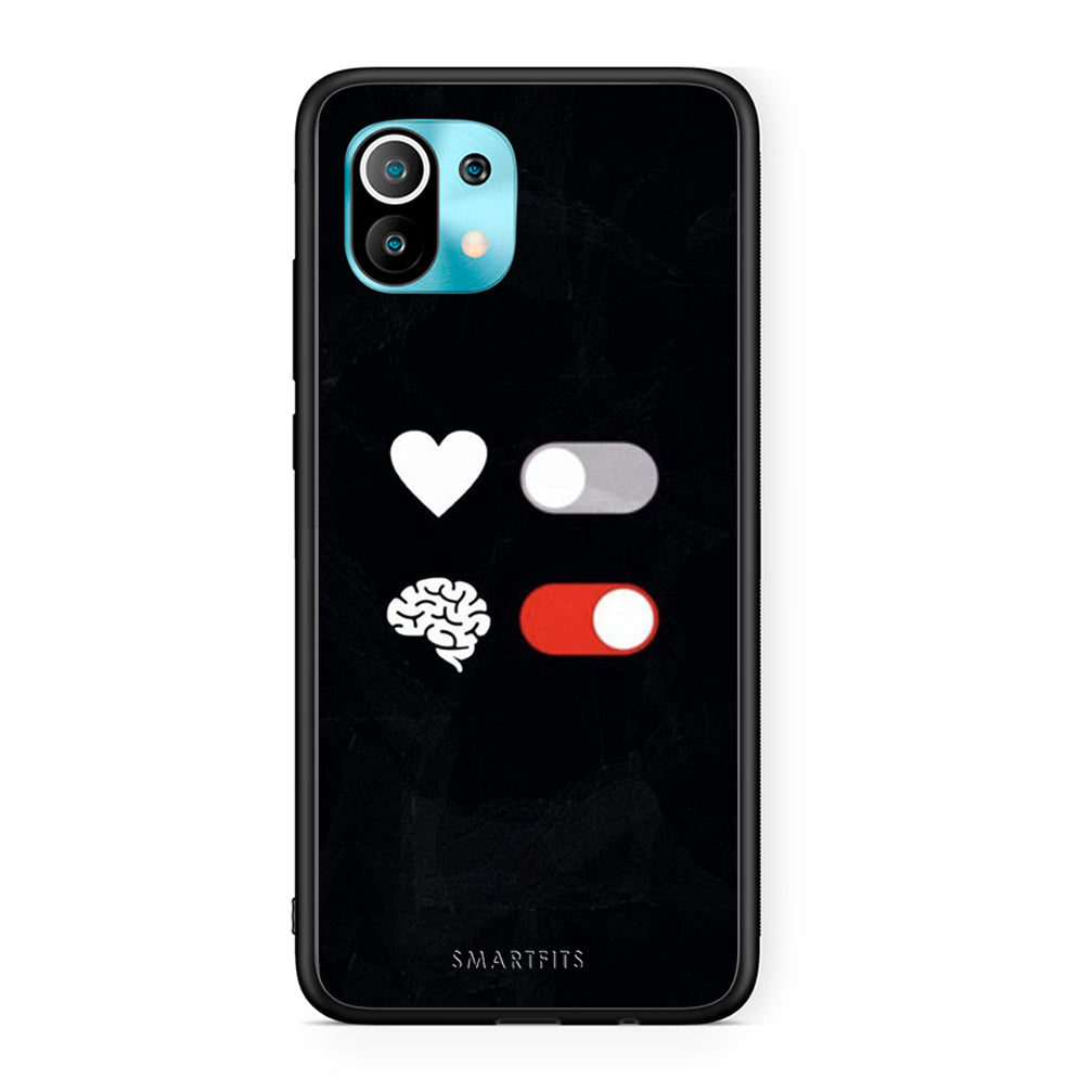 Xiaomi Mi 11 Heart Vs Brain Θήκη Αγίου Βαλεντίνου από τη Smartfits με σχέδιο στο πίσω μέρος και μαύρο περίβλημα | Smartphone case with colorful back and black bezels by Smartfits