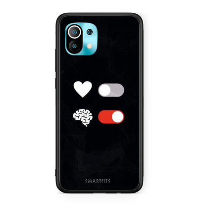Xiaomi Mi 11 Heart Vs Brain Θήκη Αγίου Βαλεντίνου από τη Smartfits με σχέδιο στο πίσω μέρος και μαύρο περίβλημα | Smartphone case with colorful back and black bezels by Smartfits