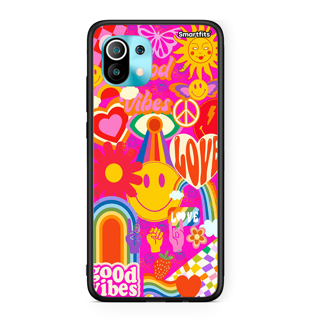 Xiaomi Mi 11 Hippie Love θήκη από τη Smartfits με σχέδιο στο πίσω μέρος και μαύρο περίβλημα | Smartphone case with colorful back and black bezels by Smartfits