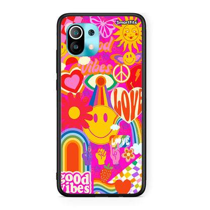 Xiaomi Mi 11 Hippie Love θήκη από τη Smartfits με σχέδιο στο πίσω μέρος και μαύρο περίβλημα | Smartphone case with colorful back and black bezels by Smartfits