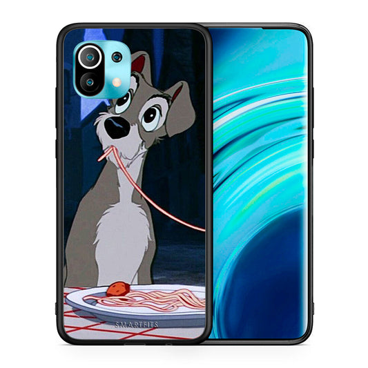 Θήκη Αγίου Βαλεντίνου Xiaomi Mi 11 Lady And Tramp 1 από τη Smartfits με σχέδιο στο πίσω μέρος και μαύρο περίβλημα | Xiaomi Mi 11 Lady And Tramp 1 case with colorful back and black bezels