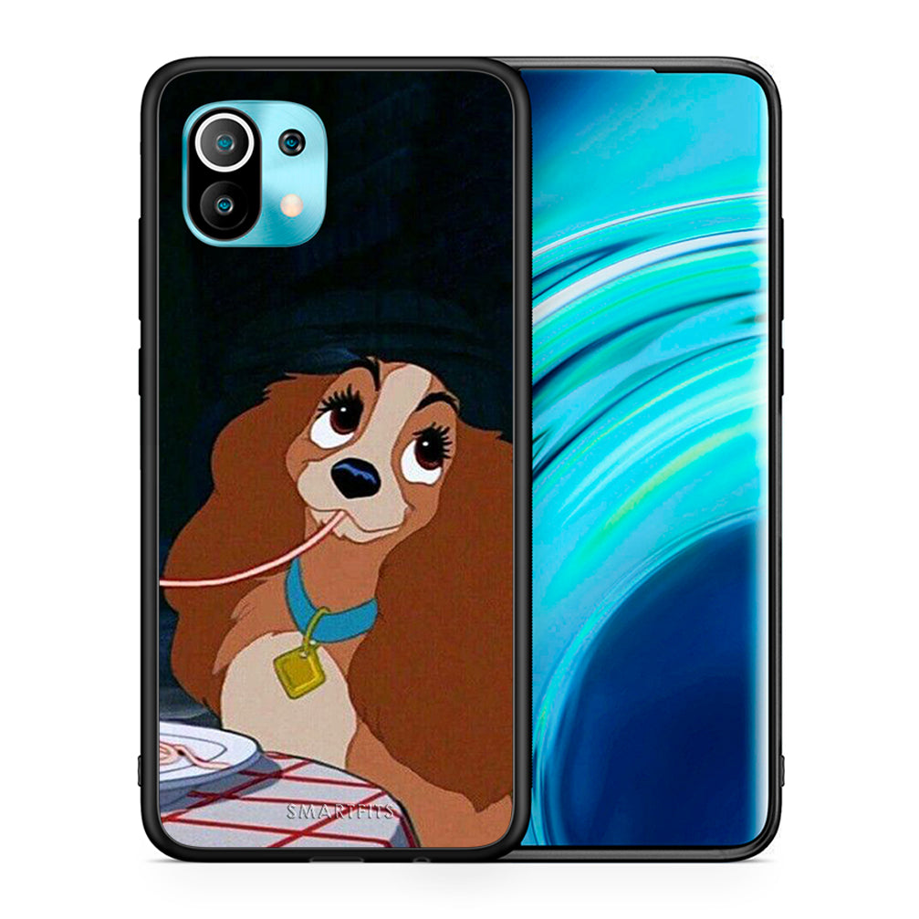 Θήκη Αγίου Βαλεντίνου Xiaomi Mi 11 Lady And Tramp 2 από τη Smartfits με σχέδιο στο πίσω μέρος και μαύρο περίβλημα | Xiaomi Mi 11 Lady And Tramp 2 case with colorful back and black bezels
