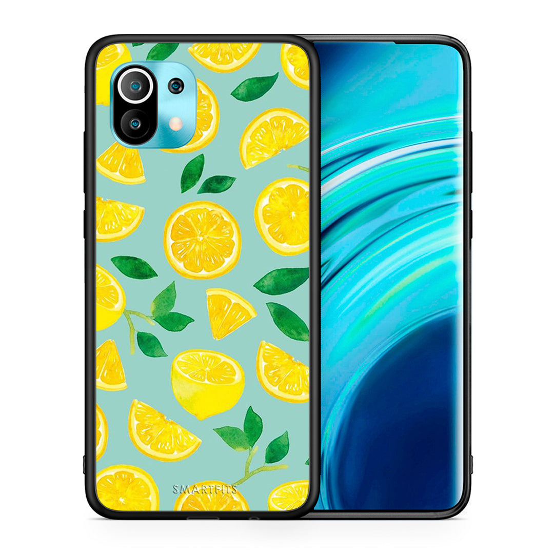 Θήκη Xiaomi Mi 11 Lemons από τη Smartfits με σχέδιο στο πίσω μέρος και μαύρο περίβλημα | Xiaomi Mi 11 Lemons case with colorful back and black bezels