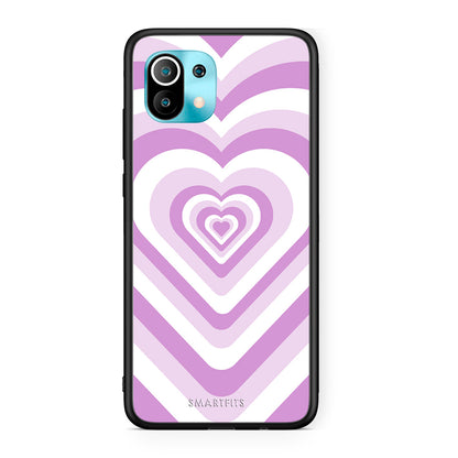 Xiaomi Mi 11 Lilac Hearts θήκη από τη Smartfits με σχέδιο στο πίσω μέρος και μαύρο περίβλημα | Smartphone case with colorful back and black bezels by Smartfits
