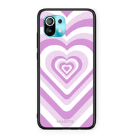 Thumbnail for Xiaomi Mi 11 Lilac Hearts θήκη από τη Smartfits με σχέδιο στο πίσω μέρος και μαύρο περίβλημα | Smartphone case with colorful back and black bezels by Smartfits