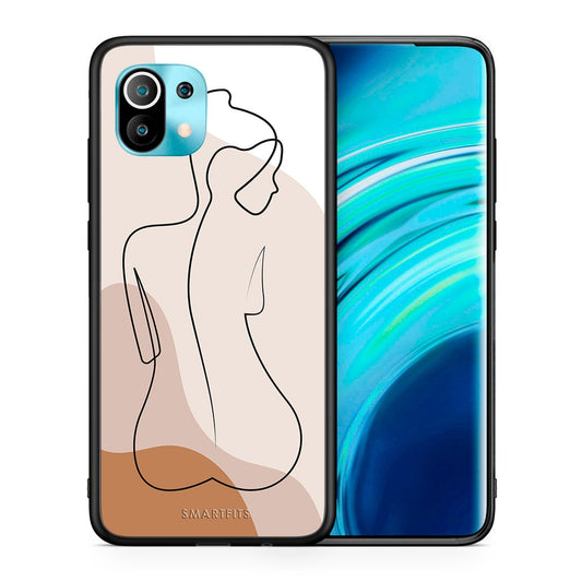 Θήκη Xiaomi Mi 11 LineArt Woman από τη Smartfits με σχέδιο στο πίσω μέρος και μαύρο περίβλημα | Xiaomi Mi 11 LineArt Woman case with colorful back and black bezels