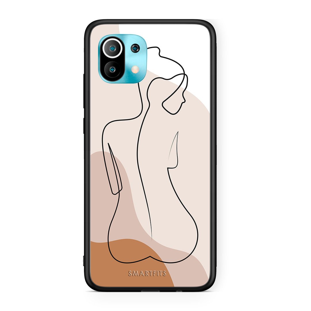 Xiaomi Mi 11 LineArt Woman θήκη από τη Smartfits με σχέδιο στο πίσω μέρος και μαύρο περίβλημα | Smartphone case with colorful back and black bezels by Smartfits