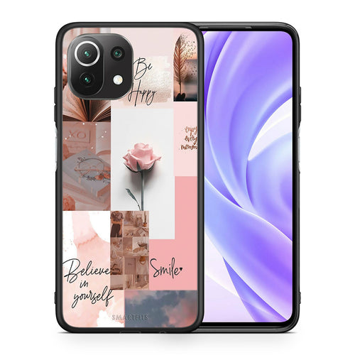 Θήκη Xiaomi 11 Lite/Mi 11 Lite Aesthetic Collage από τη Smartfits με σχέδιο στο πίσω μέρος και μαύρο περίβλημα | Xiaomi 11 Lite/Mi 11 Lite Aesthetic Collage case with colorful back and black bezels