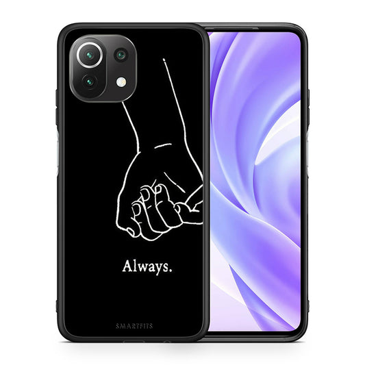 Θήκη Αγίου Βαλεντίνου Xiaomi 11 Lite / Mi 11 Lite Always & Forever 1 από τη Smartfits με σχέδιο στο πίσω μέρος και μαύρο περίβλημα | Xiaomi 11 Lite / Mi 11 Lite Always & Forever 1 case with colorful back and black bezels