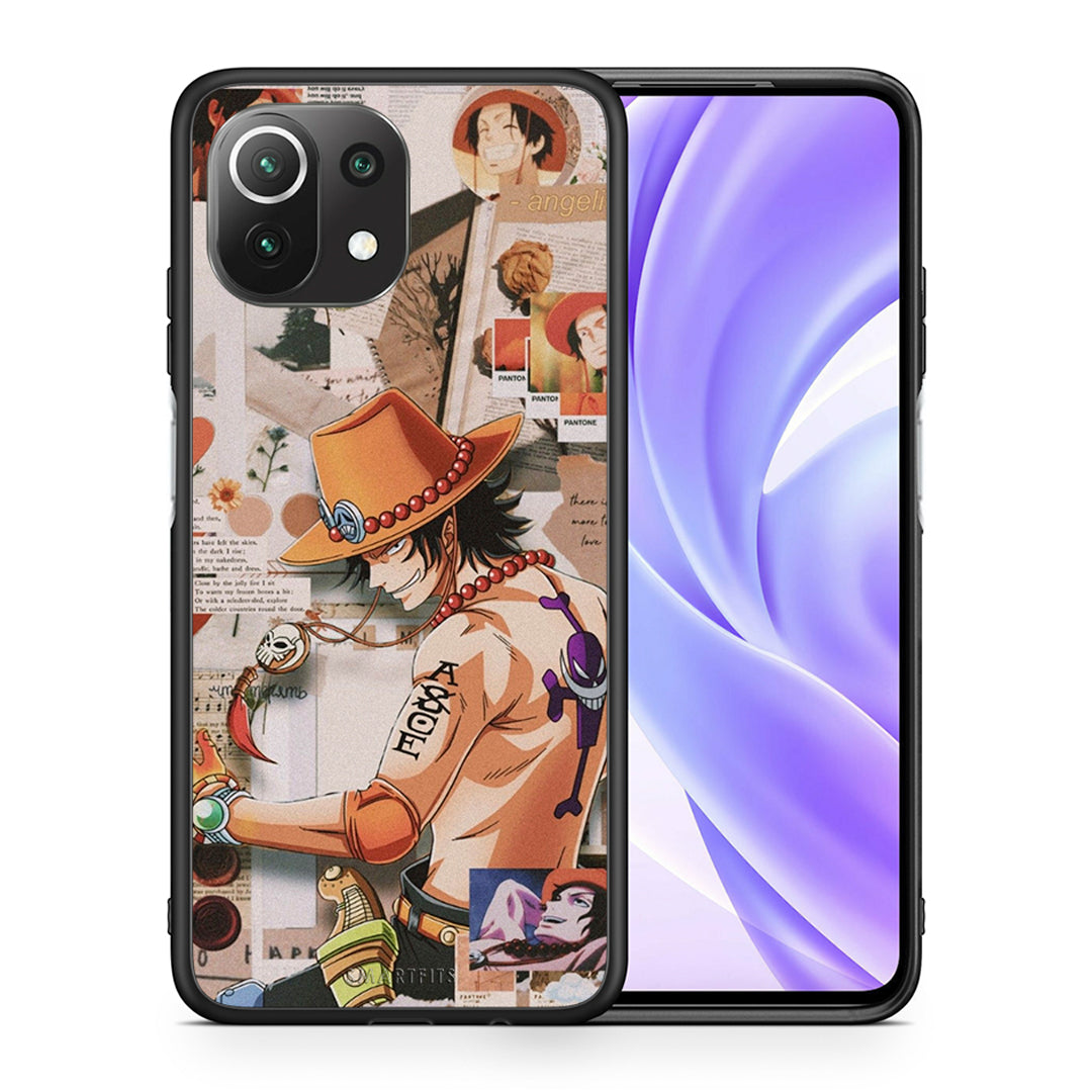 Θήκη Xiaomi 11 Lite/Mi 11 Lite Anime Collage από τη Smartfits με σχέδιο στο πίσω μέρος και μαύρο περίβλημα | Xiaomi 11 Lite/Mi 11 Lite Anime Collage case with colorful back and black bezels