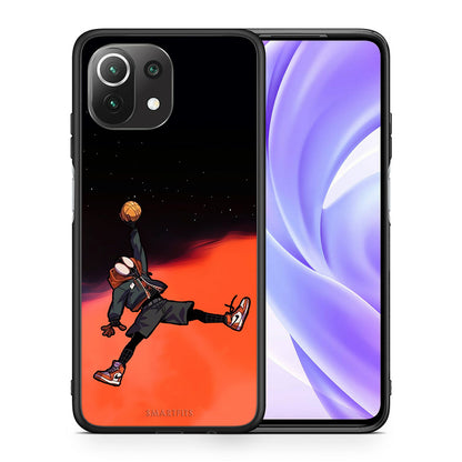 Θήκη Xiaomi 11 Lite/Mi 11 Lite Basketball Hero από τη Smartfits με σχέδιο στο πίσω μέρος και μαύρο περίβλημα | Xiaomi 11 Lite/Mi 11 Lite Basketball Hero case with colorful back and black bezels