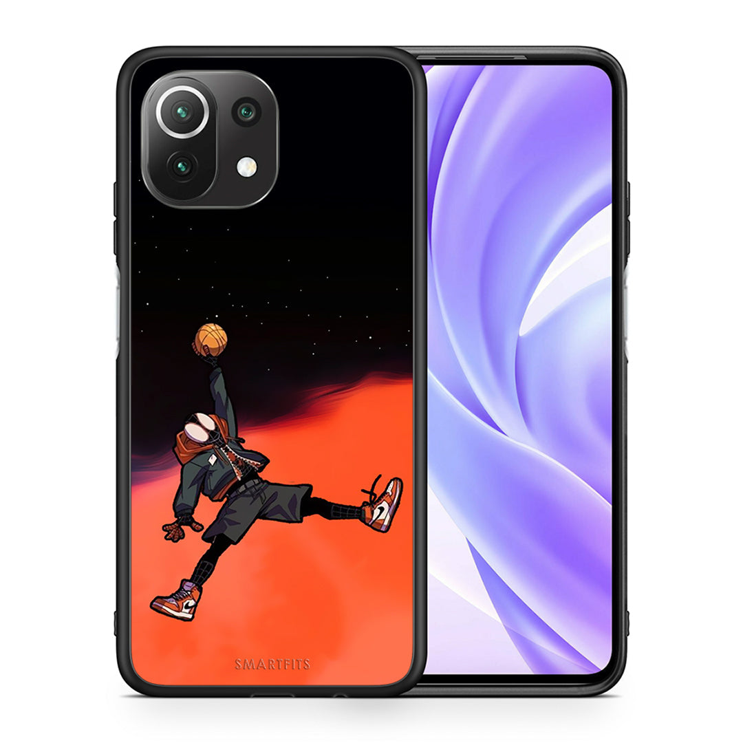 Θήκη Xiaomi 11 Lite/Mi 11 Lite Basketball Hero από τη Smartfits με σχέδιο στο πίσω μέρος και μαύρο περίβλημα | Xiaomi 11 Lite/Mi 11 Lite Basketball Hero case with colorful back and black bezels