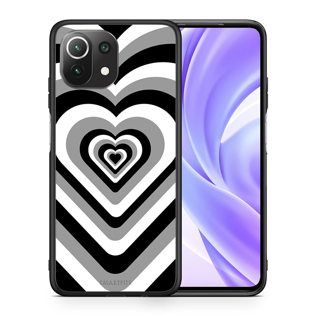 Θήκη Xiaomi 11 Lite/Mi 11 Lite Black Hearts από τη Smartfits με σχέδιο στο πίσω μέρος και μαύρο περίβλημα | Xiaomi 11 Lite/Mi 11 Lite Black Hearts case with colorful back and black bezels