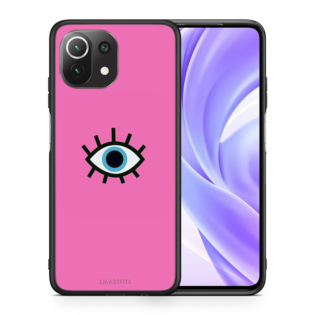 Θήκη Xiaomi 11 Lite/Mi 11 Lite Blue Eye Pink από τη Smartfits με σχέδιο στο πίσω μέρος και μαύρο περίβλημα | Xiaomi 11 Lite/Mi 11 Lite Blue Eye Pink case with colorful back and black bezels