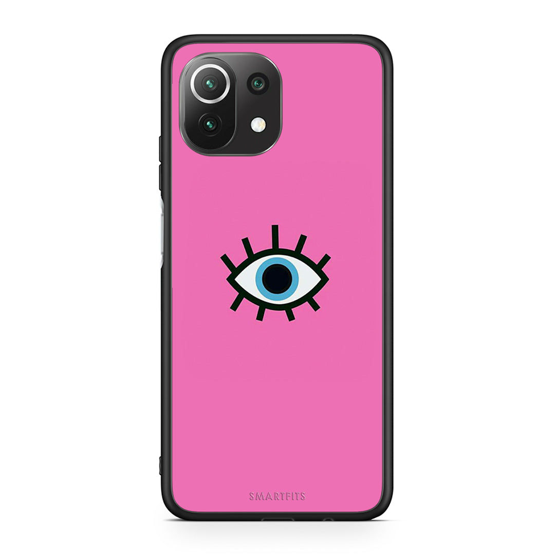 Xiaomi 11 Lite/Mi 11 Lite Blue Eye Pink θήκη από τη Smartfits με σχέδιο στο πίσω μέρος και μαύρο περίβλημα | Smartphone case with colorful back and black bezels by Smartfits