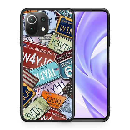 Θήκη Xiaomi 11 Lite/Mi 11 Lite Car Plates από τη Smartfits με σχέδιο στο πίσω μέρος και μαύρο περίβλημα | Xiaomi 11 Lite/Mi 11 Lite Car Plates case with colorful back and black bezels