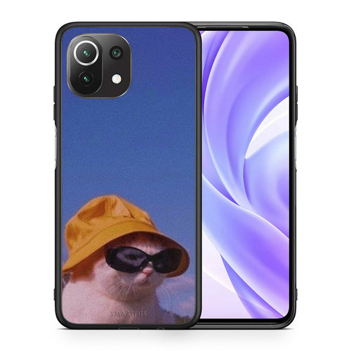 Θήκη Xiaomi 11 Lite/Mi 11 Lite Cat Diva από τη Smartfits με σχέδιο στο πίσω μέρος και μαύρο περίβλημα | Xiaomi 11 Lite/Mi 11 Lite Cat Diva case with colorful back and black bezels