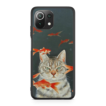 Xiaomi 11 Lite/Mi 11 Lite Cat Goldfish θήκη από τη Smartfits με σχέδιο στο πίσω μέρος και μαύρο περίβλημα | Smartphone case with colorful back and black bezels by Smartfits