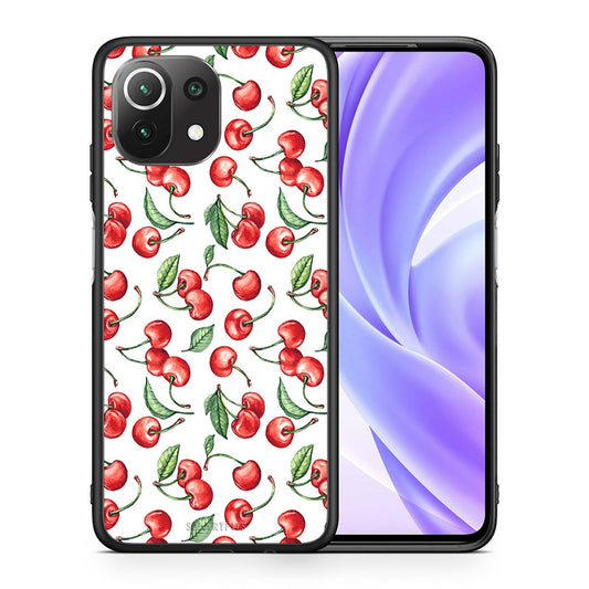 Θήκη Xiaomi 11 Lite/Mi 11 Lite Cherry Summer από τη Smartfits με σχέδιο στο πίσω μέρος και μαύρο περίβλημα | Xiaomi 11 Lite/Mi 11 Lite Cherry Summer case with colorful back and black bezels
