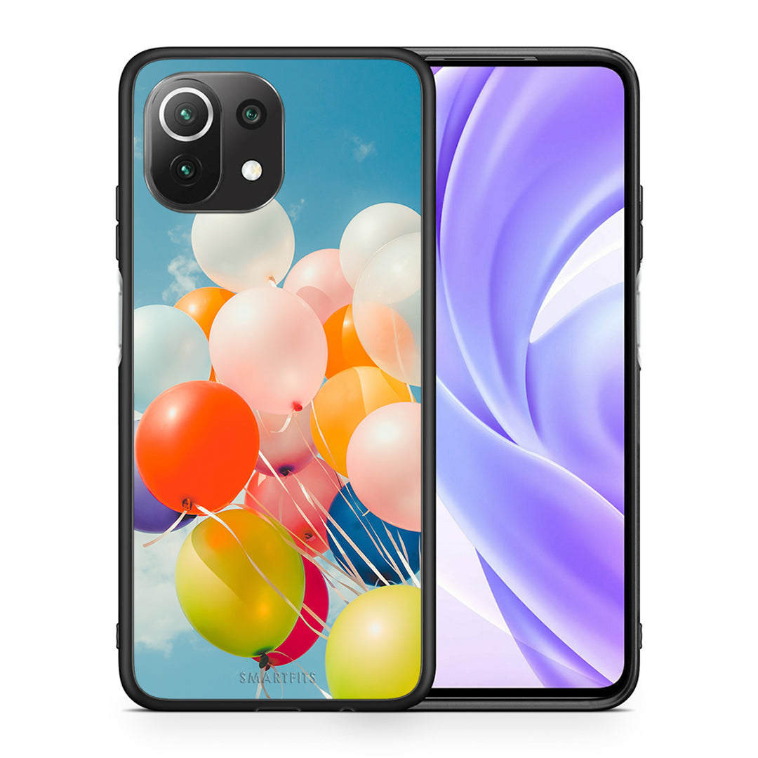 Θήκη Xiaomi 11 Lite/Mi 11 Lite Colorful Balloons από τη Smartfits με σχέδιο στο πίσω μέρος και μαύρο περίβλημα | Xiaomi 11 Lite/Mi 11 Lite Colorful Balloons case with colorful back and black bezels