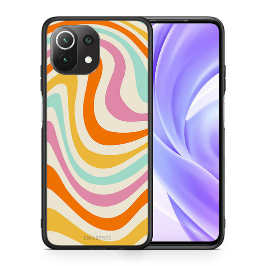 Θήκη Xiaomi 11 Lite/Mi 11 Lite Colourful Waves από τη Smartfits με σχέδιο στο πίσω μέρος και μαύρο περίβλημα | Xiaomi 11 Lite/Mi 11 Lite Colourful Waves case with colorful back and black bezels