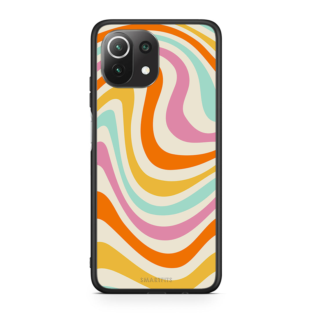Xiaomi 11 Lite/Mi 11 Lite Colourful Waves θήκη από τη Smartfits με σχέδιο στο πίσω μέρος και μαύρο περίβλημα | Smartphone case with colorful back and black bezels by Smartfits